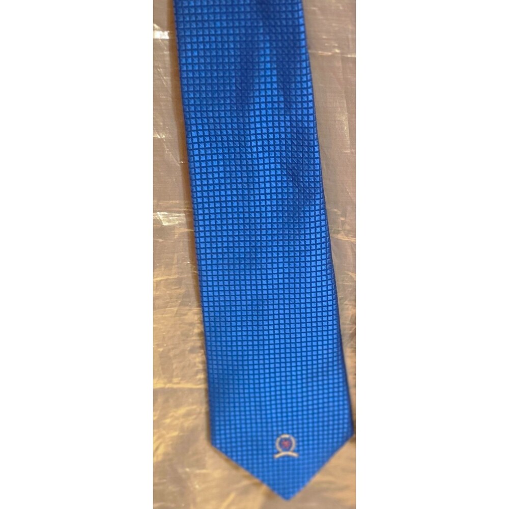 VTG 90s Tommy Hilfiger Silk Tie Blue Crest Logo